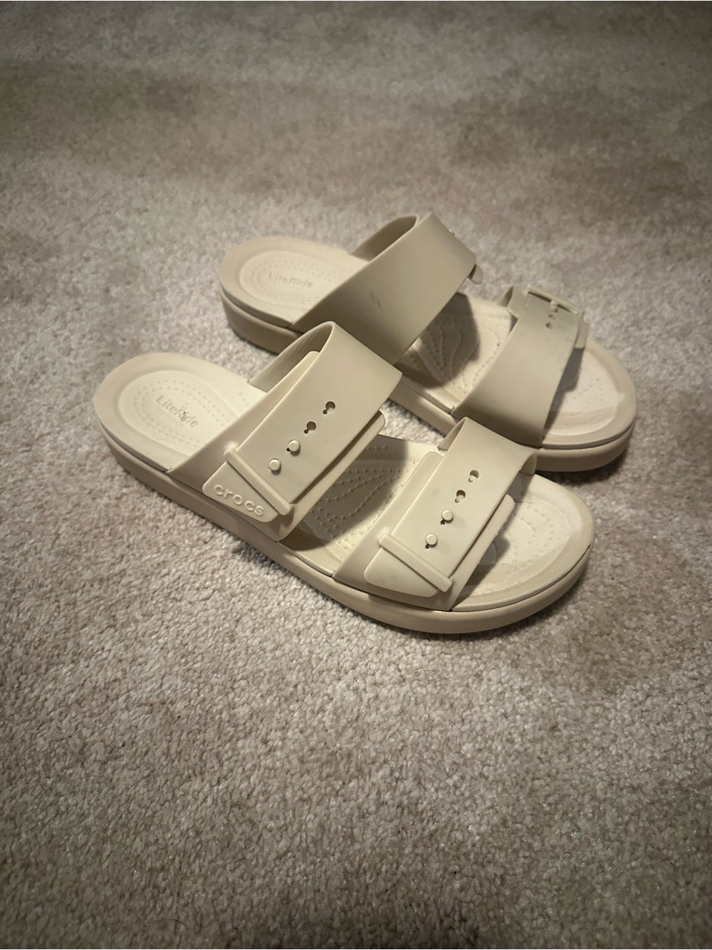 CROCS Beige Double-Strap Slide Sandals